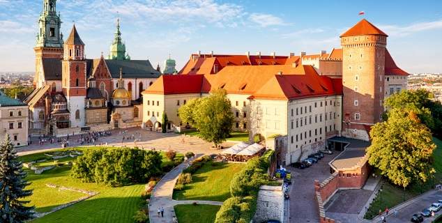 Visite du Wawel avec audioguide, vue sur le château du Wawel, la cathédrale du Wawel